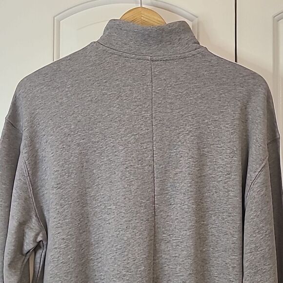 adidas Women's Essentials 3-Stripes Quarter-Zip Sweatshirt Gray and White Size L - Picture 8 of 12